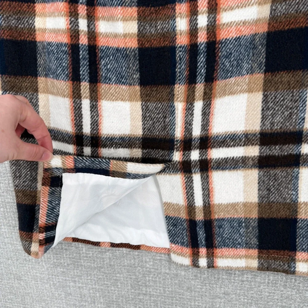 Y2K Plaid Wool Blend Pencil Skirt Women L Brown Plaid Lined Dark Academia Preppy
